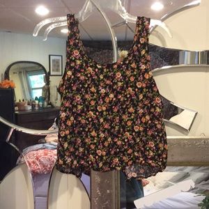 Floral tank top with tie back